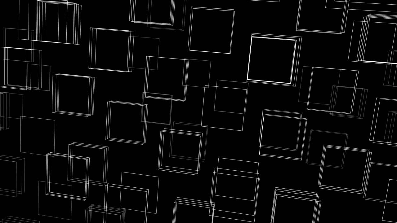 Abstract square grid interface forming digital block structures and wireframe architecture. Useful for technology media, data systems visuals and futuristic interface design