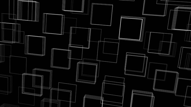 Abstract square grid interface forming digital block structures and wireframe architecture. Useful for technology media, data systems visuals and futuristic interface design