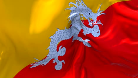 bhutan flag waving in wind slow motion animation . 4k realistic fabric texture flag smooth blowing on a windy day continuous seamless loop background.