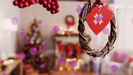 Animation-of-spots-at-christmas-and-wreath