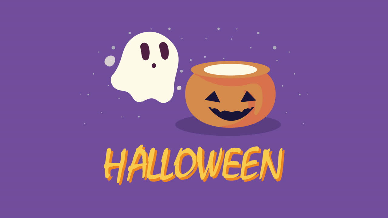 animazione di halloween felice con fantasma