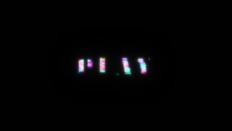 play colorful text word flicker light animation loop with glitch text effect. 4k 3d seamless looping play glitch effect element for intro, title banner. colorful retro gaming console style.