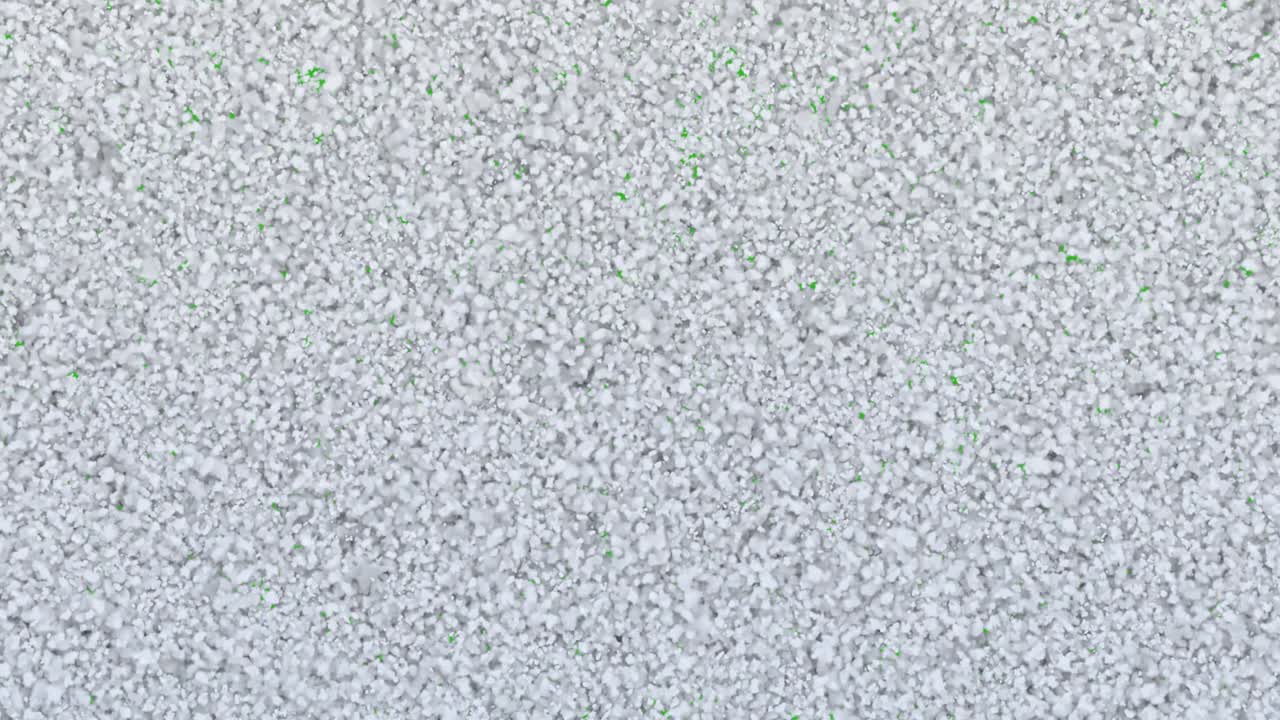 animaciones abstractas cayendo algodón blanco, gráficos en movimiento sobre fondo verde.