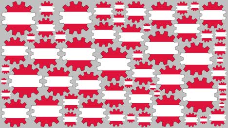 austrian flag gears spinning background