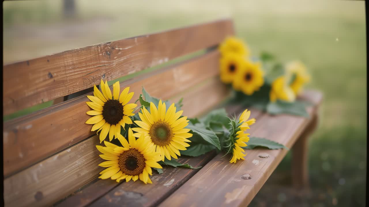 Sunflowers on a Bench