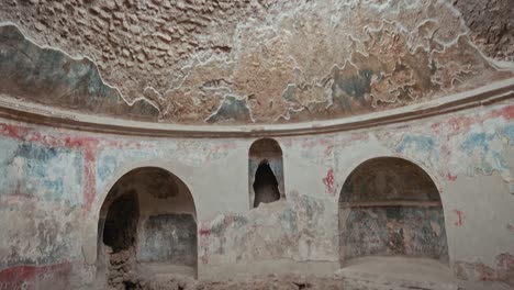 frescoed room of stabian baths, pompeii, italy