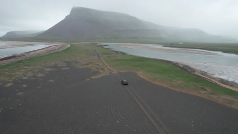 icelandic coastal adventure: driving on a black sand beach