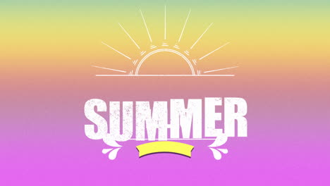 hello summer with sun rays on pink gradient color