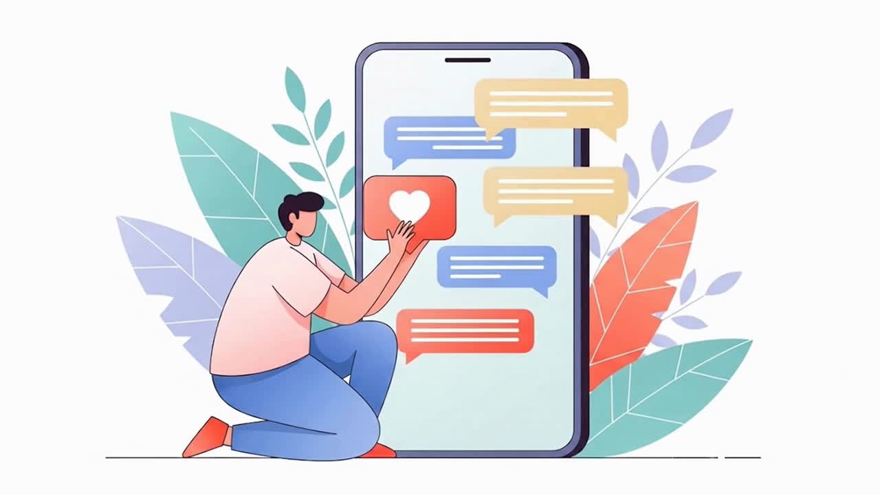 Persona con un'app di chat su uno smartphone