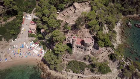 castle of lloret de mar, spain, castell d'en plaja from above