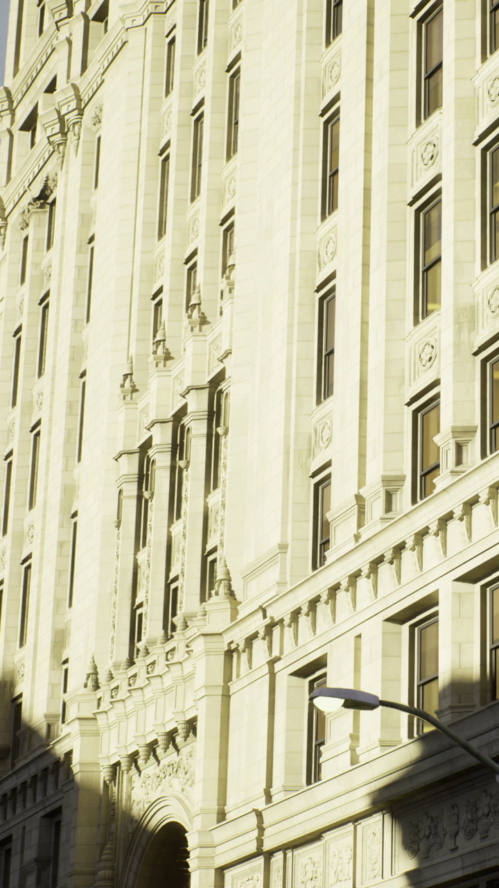 Historic building under sunlight in urban area during morning hours