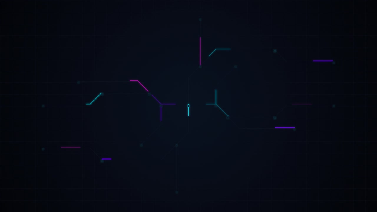 Abstract Digital Circuit Board Animation with Glowing Neon Lines