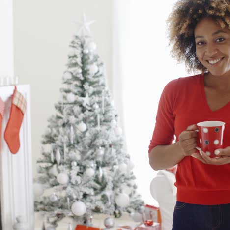 amable sonriente joven celebrando la navidad