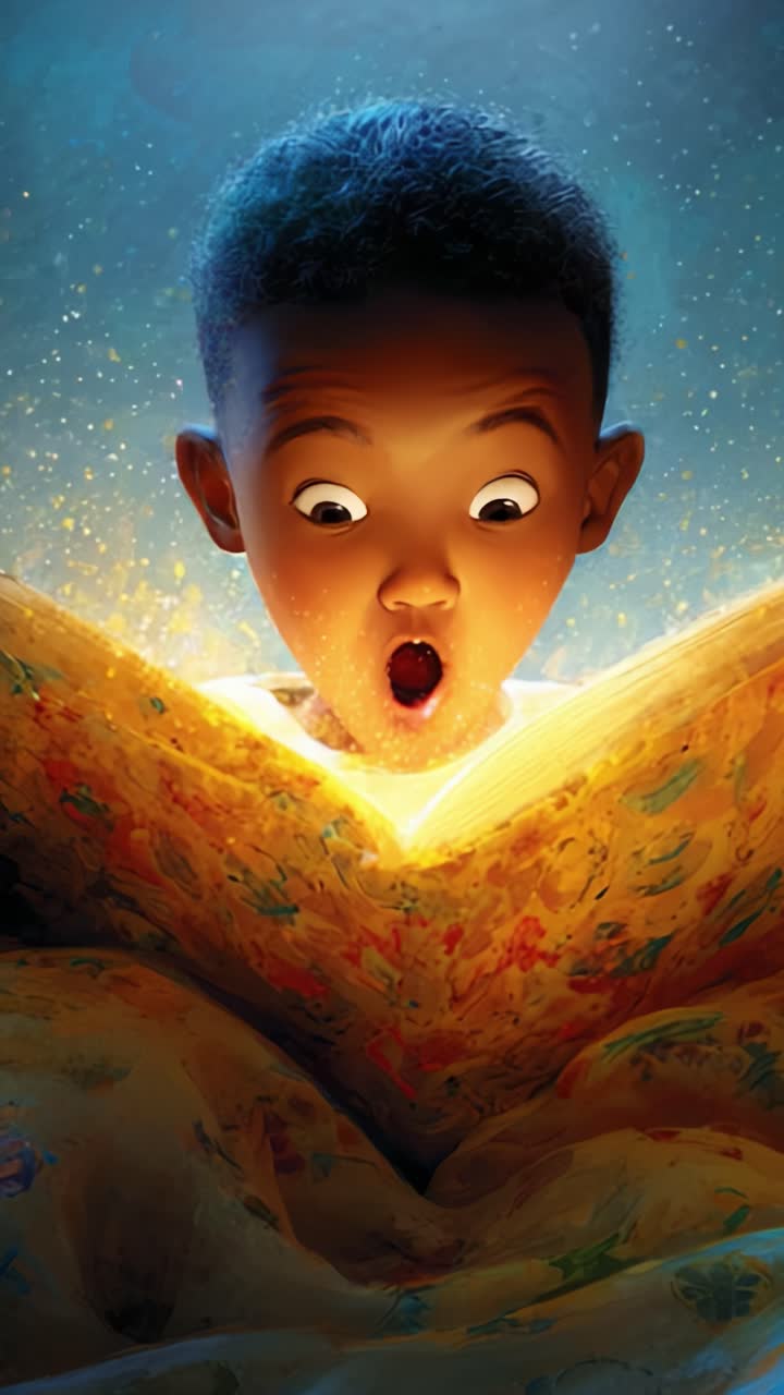 A Young Child's Fascination with a Magical Book, Surrounded by an Enchanting Glow of Light and Wonder, Capturing the Joy of Imagination and Discovery