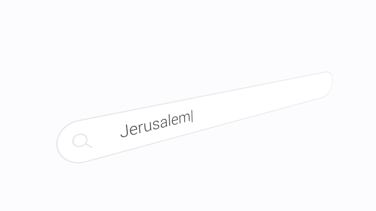 Jerusalem Typing In Data Input Field. Close-up Shot