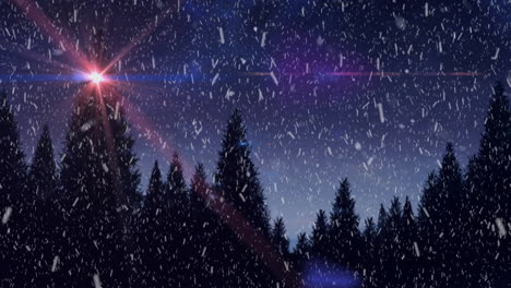 animation of snow falling over winter scenery