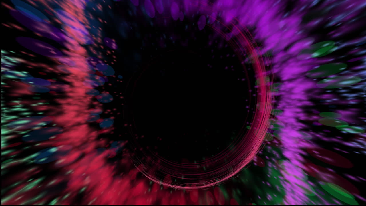 animación de formas coloridas que se mueven sobre un fondo negro