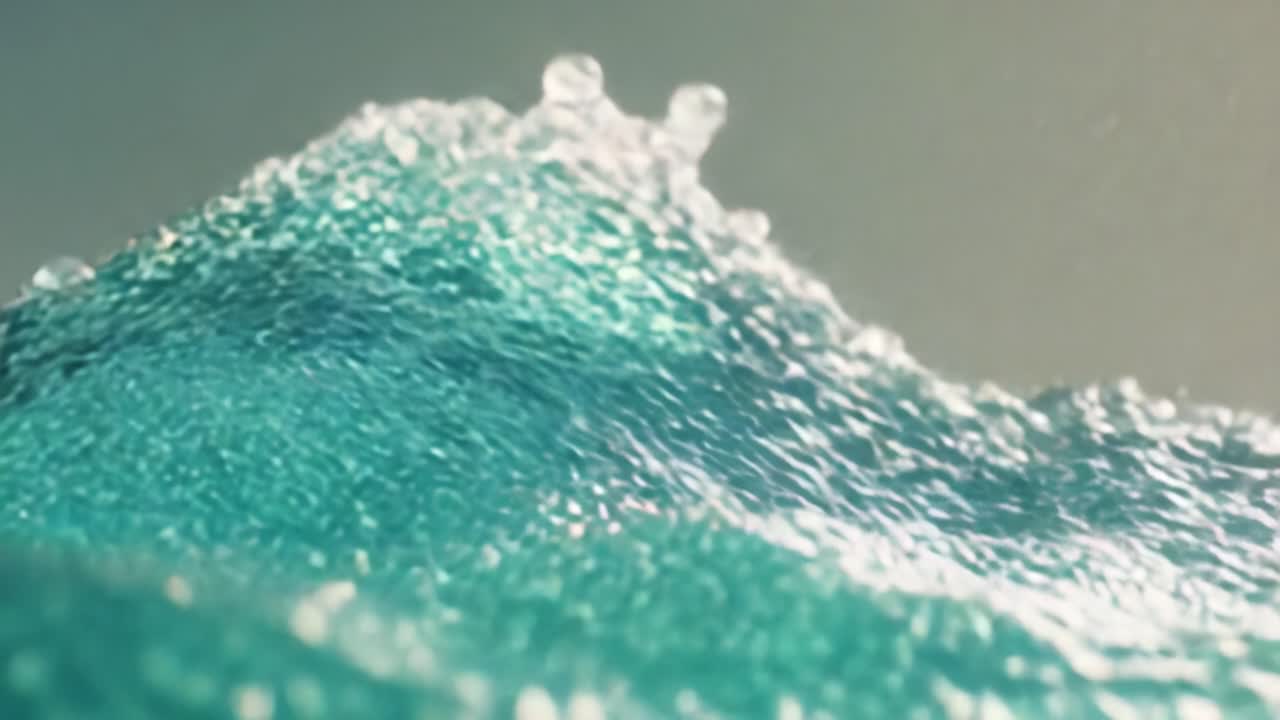 Captivating Close-Up of Turbulent Waves: An Aesthetic Journey Through the Fluid Dance of Water, With Gleaming Drops and Surging Currents That Elicit Tranquility and Motion