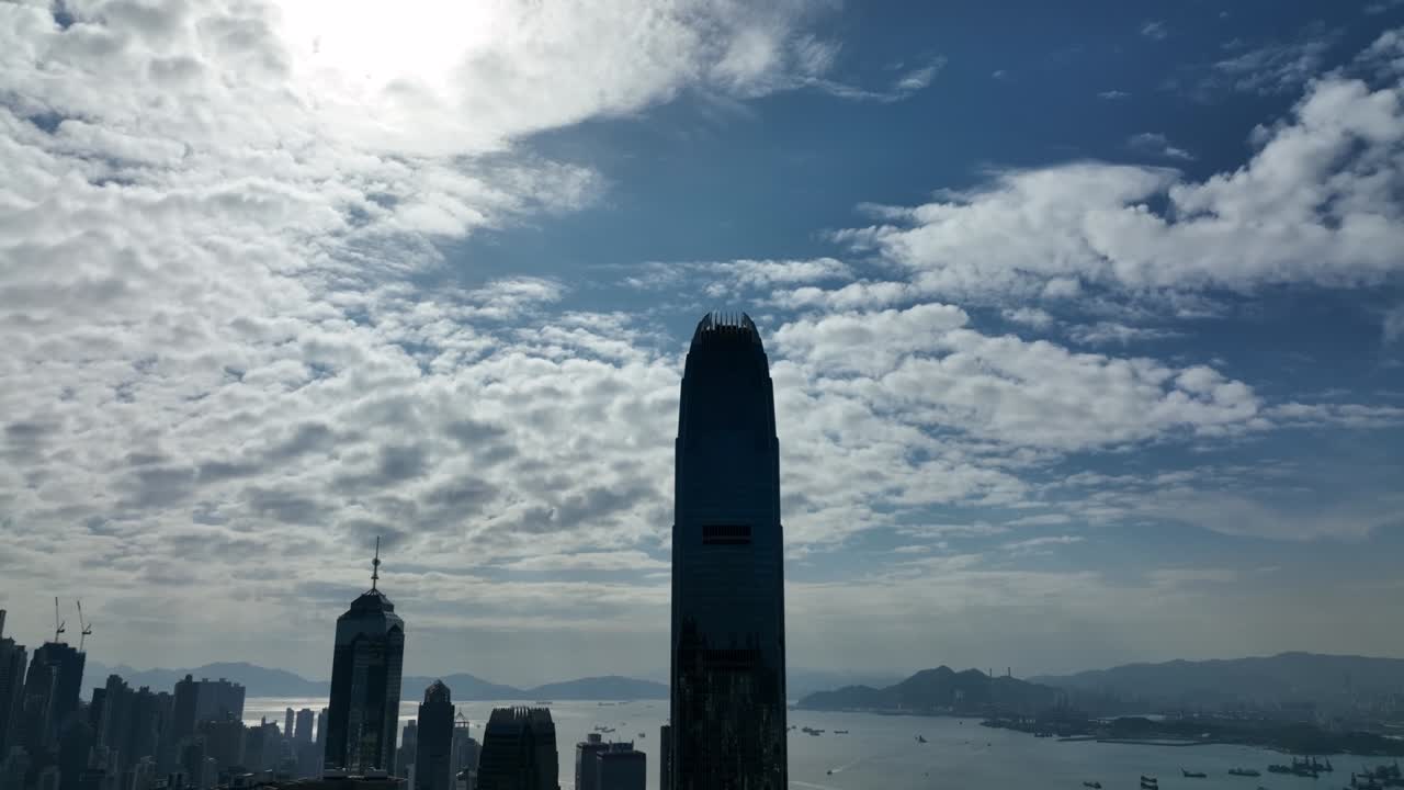 vista aérea del distrito comercial de hong kong en un día de verano