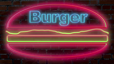 illuminating burger entrance text sign