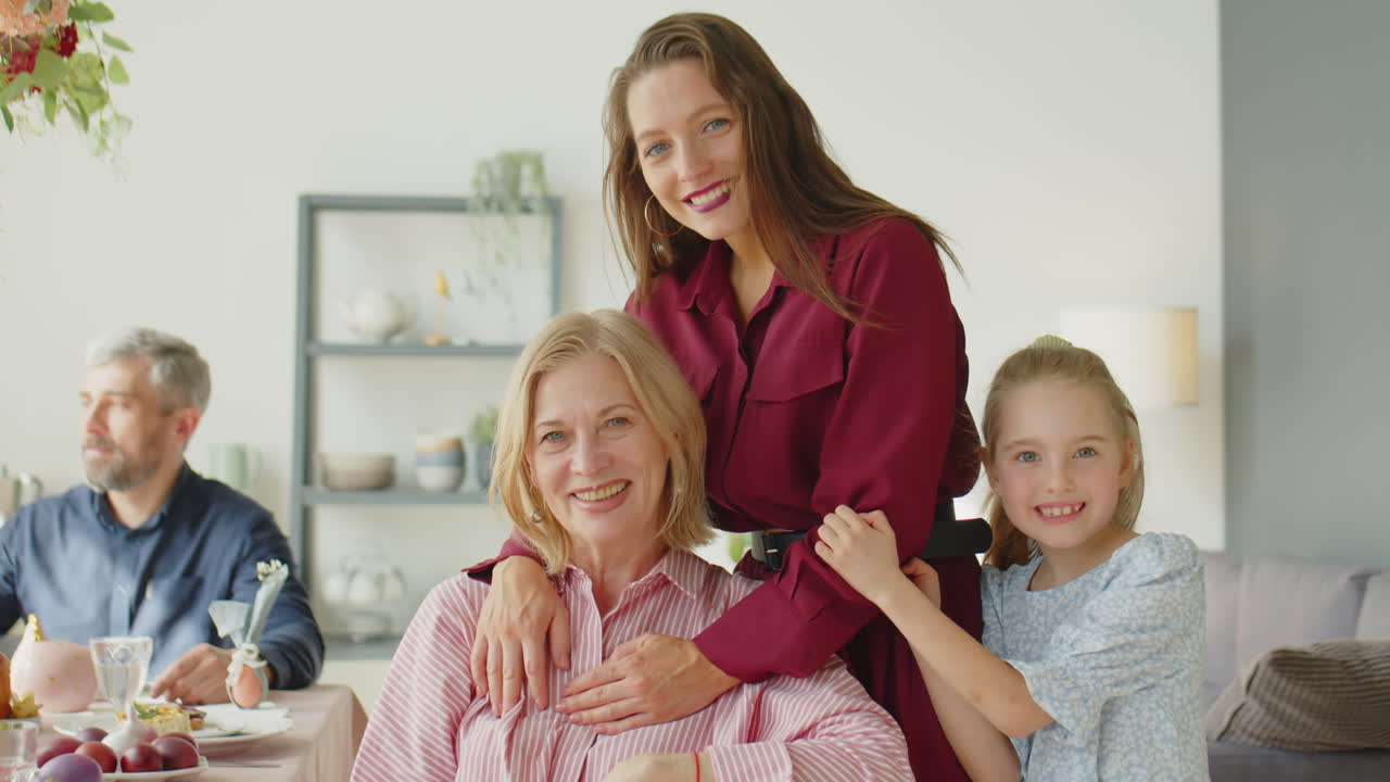 Portrait of Joyous Women on Easter Dinner