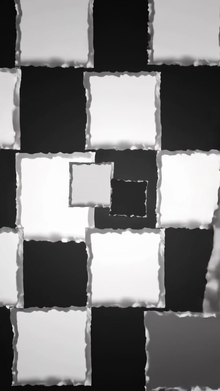 Vertical video: Entering blurred occluder covering left side in close-up, revealing nested tiles