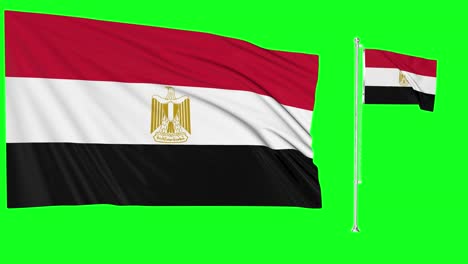 Greenscreen-Schwenkt-ägyptische-Flagge-Oder-Fahnenmast