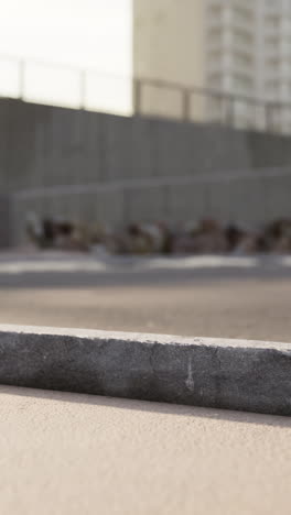 close up of a curb in a city