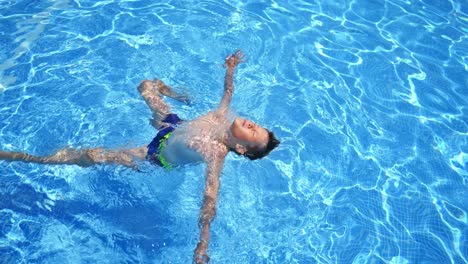 funny boy on summer vacation. happy boy relaxing in pool on the vacations