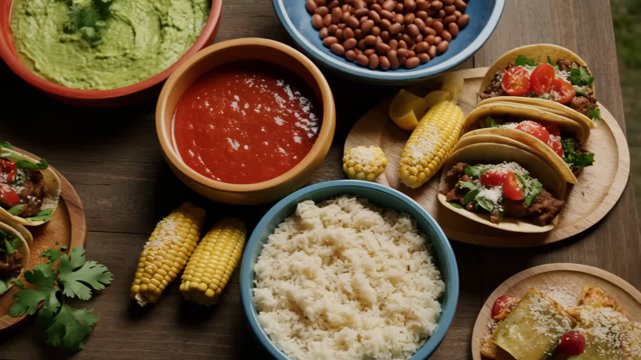 Tacos with Various Toppings and Sides