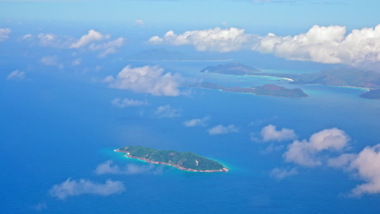 High view from airplane of Mah&egrave; island in the Seychelles