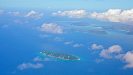 high view from airplane of mahè island in the seychelles