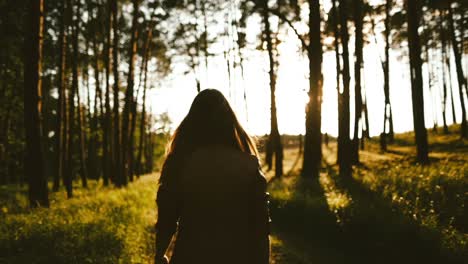 Mädchen,-Das-Im-Sonnenuntergang-Spaziert