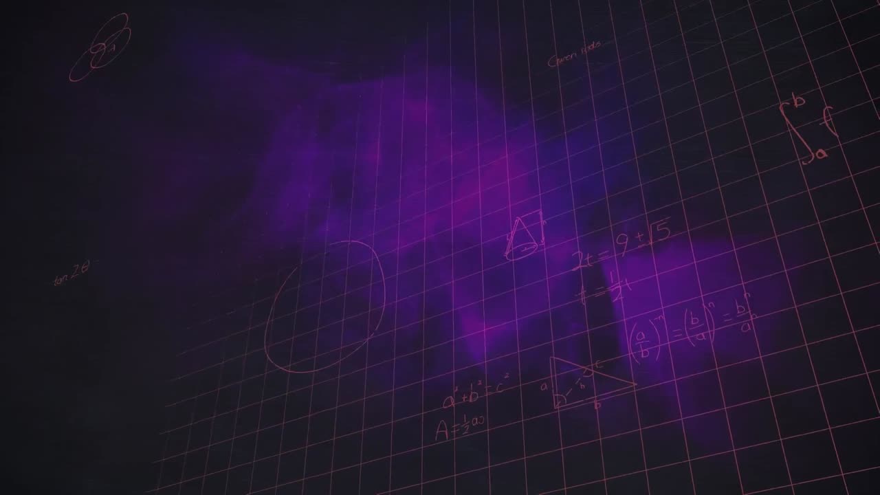 animación de ecuaciones matemáticas sobre formas en fondo negro