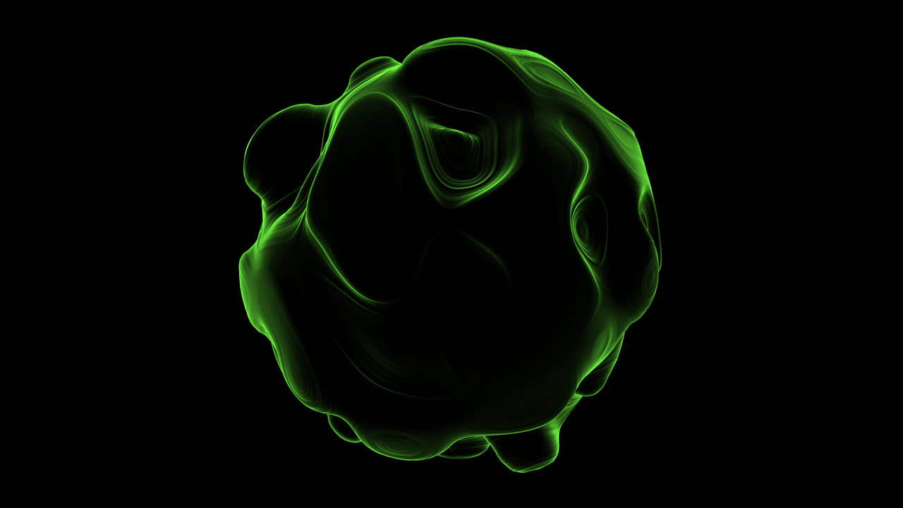 Futuristic green liquid sphere on dark space