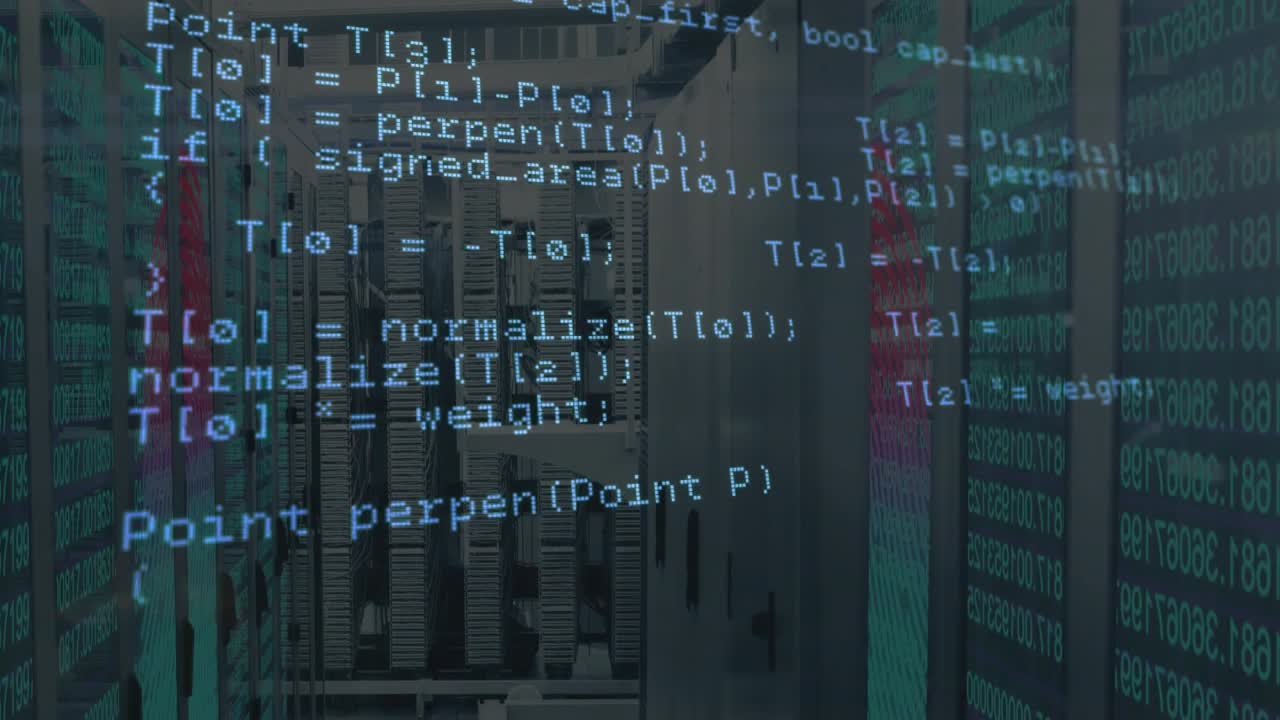 Åbning viser C++-overlay rulle mellem serverracks, der afslører HTTP-opsætning og krydsning.