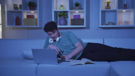 a student studying with a friend over video call.