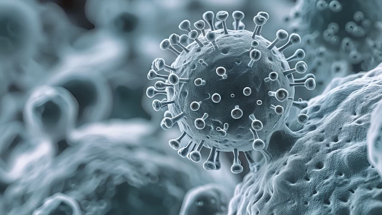Microscopic view of a virus particle