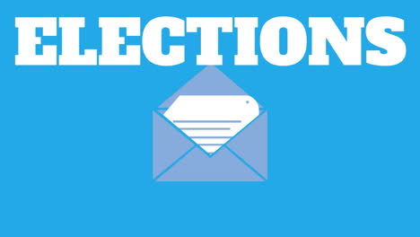 elections text animation over envelope with ballot on blue background