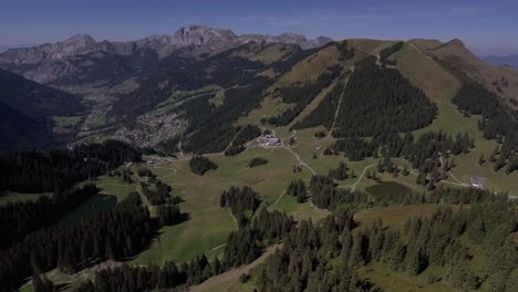 aerial landscape flight over a village in clear day