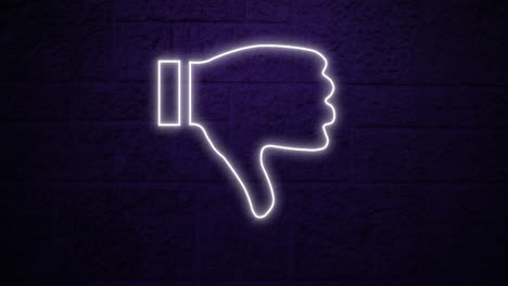 thumbs down neon sign on brick wall 4k