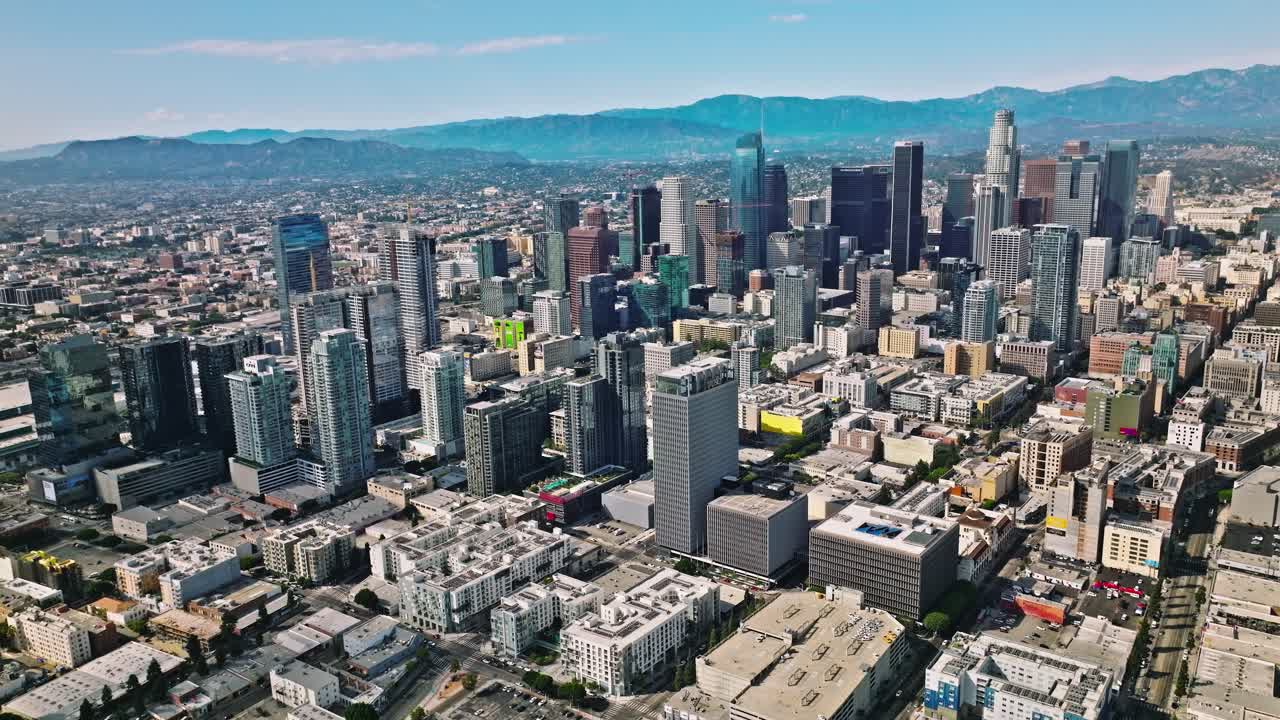 Banks buildings, skyscrapers in Los Angeles downtown