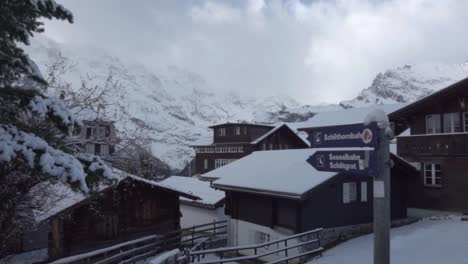 snowy swiss alpine village