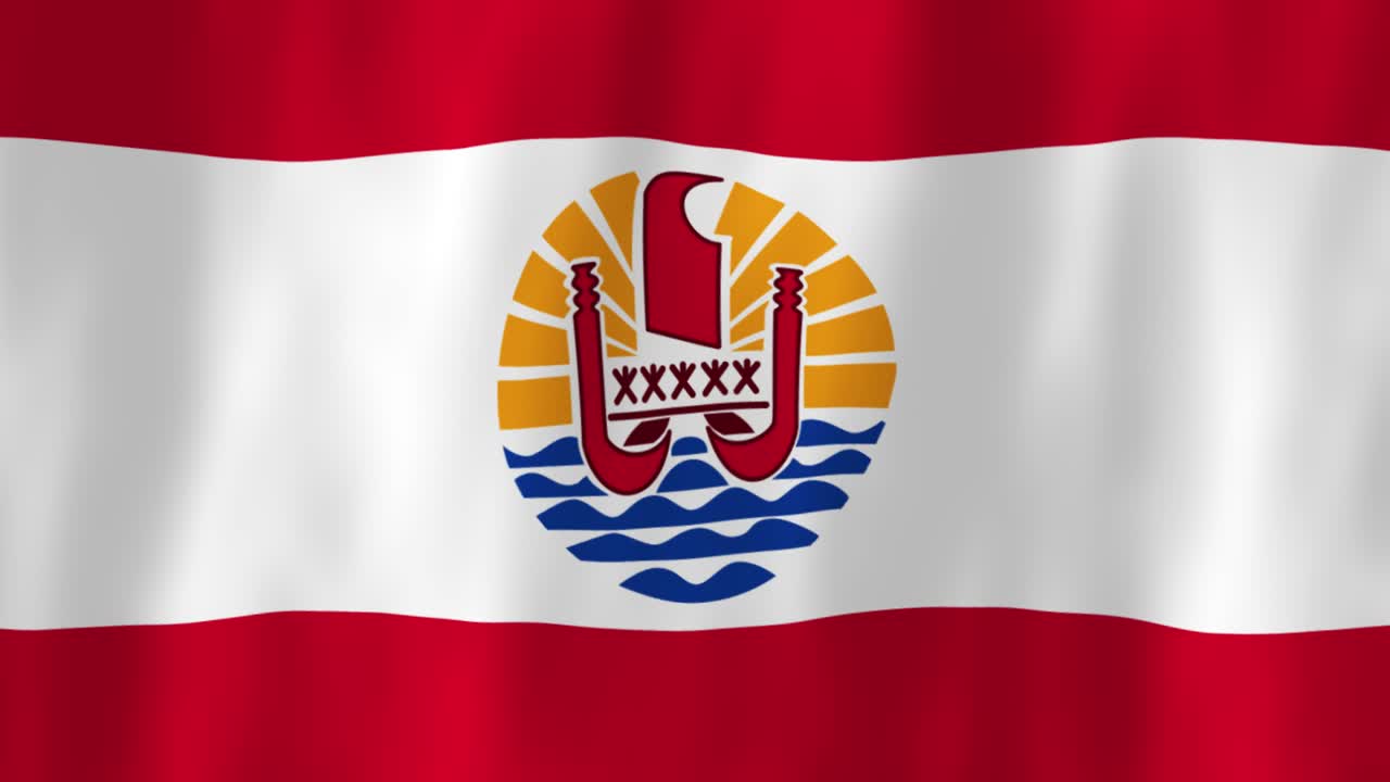 French Polynesia flag country animation 3D symbol design waving in wind movement national patriotism world culture emblem banner Pacific Ocean red white stripes