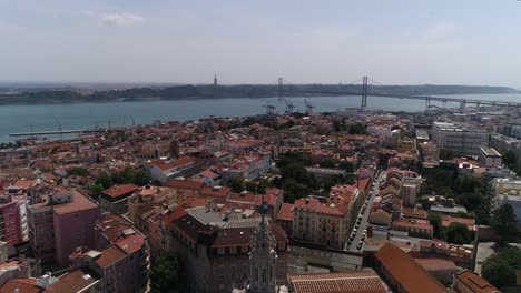 Aerial-View-City-of-Lisbon-from-Basilica-da-Estrela,-Portugal-4k