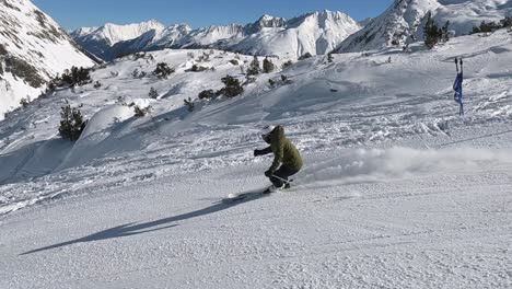 action alpine skiing with male skiing athlete