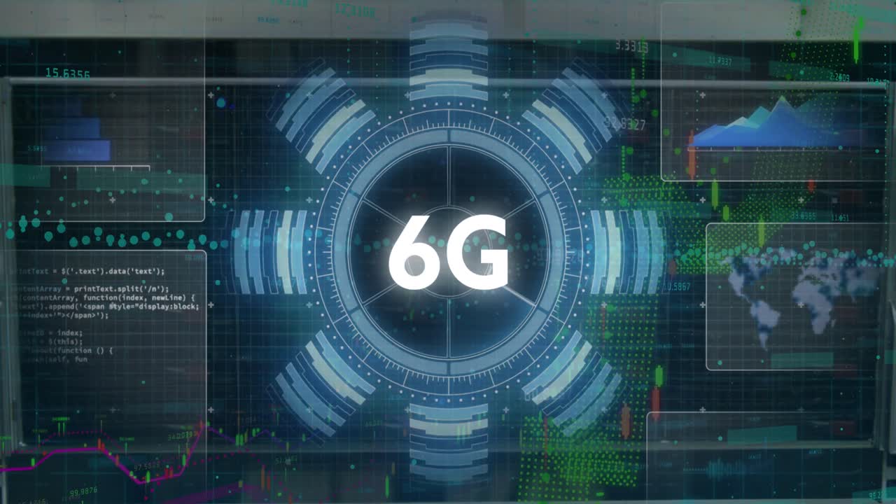 animación de texto y procesamiento de datos de 6g a través de servidores informáticos