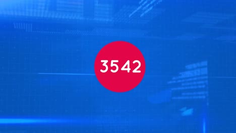 animación de números sobre el procesamiento de datos en fondo azul