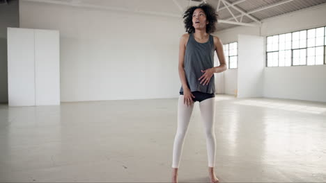 studio, dancer and woman training