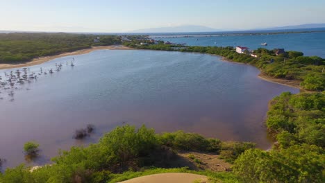 bahia de las calderas, dominican republic. aerial forward